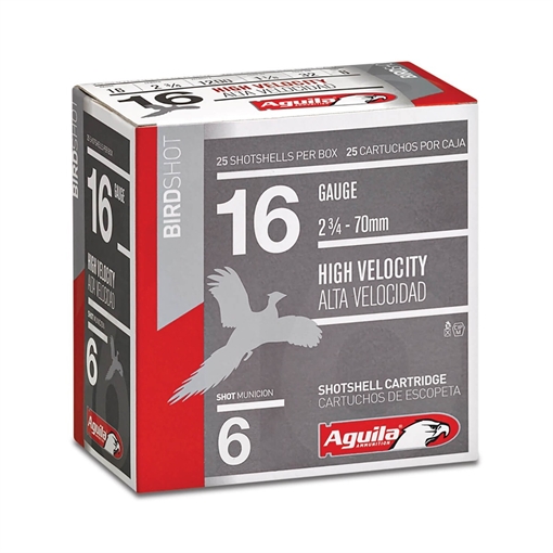 Aguila Ammunition 16ga Birdshot 2.75 inch Shotgun Shells - #6 Shot 1-1/8oz 1240 fps 25rd Box 1CHB1606