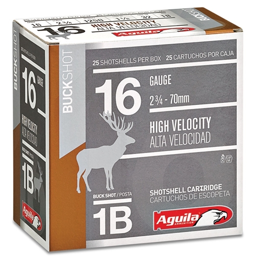 Aguila Ammunition 16ga Buckshot 2.75 inch Shotgun Shells - 1Buck 1-1/8oz 1250 fps 25rd Box 1C1601BA