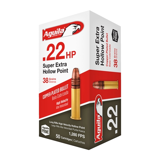 Aguila Ammunition .22 LR HV Rifle Ammo - 38 Grain | Copper Plated Hollow Point-50rd Box 1B223706-ERO