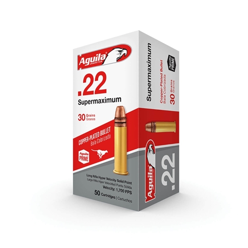 Aguila Ammunition .22 LR Super Max Rifle Ammo - 30 Grain | Copper Plated Solid Point 1B220298 -