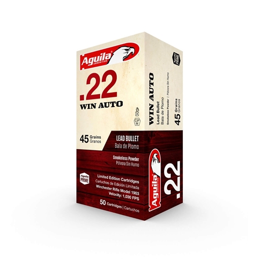 Aguila Ammunition .22 Win Auto Rifle Ammo - 45 Grain Solid Point 50rd Box 1B220504