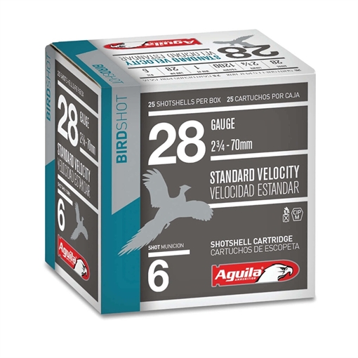 Aguila Ammunition 28ga Birdshot 2.75 inch Shotgun Shells - #6 Shot 1oz 1200 fps 25rd Box 1CHB2836