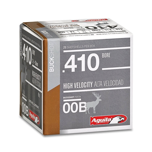 Aguila Ammunition .410 Buckshot 2.5 inch Shotgun Shells - 00Buck 1/2oz 1100 fps 25rd Box 1C4100BA