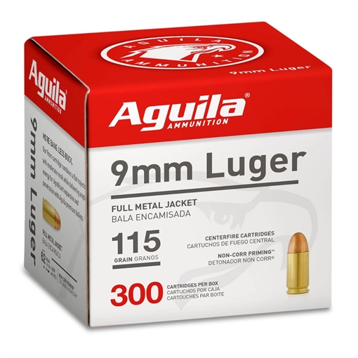 Aguila Ammunition 9mm Luger Handgun Ammo - 115 Grain FMJ BP300 300rd Box 1E097700