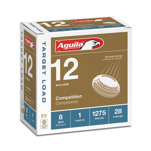 Aguila Ammunition Target 12ga Birdshot 2.75 inch Shotgun Shells - #8 Shot 1oz 1275 fps 25rd Box 1CHB1328