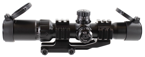 Aim Sports Recon CQB Black Anodized 1.5-4x30mm 30mm Tube Tri-Illuminated 3/4 Circle Dot Reticle JTHR1