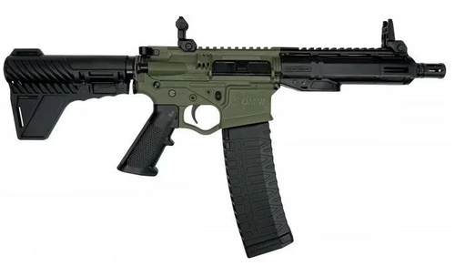 ATI Omni Hybrid AR15 Pistol 5.56x45/223, 7.5" Barrel, OD Grn, Flip Up Sights, Blade Brace, M-Lok Rail, 60rd Mag