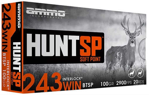 AMMO INC HUNTSP AMO 243 WIN 100GR INTERLOCK SP 20RD ( 10 BOX CASE) 243W100SP-A20 243W100SPA20