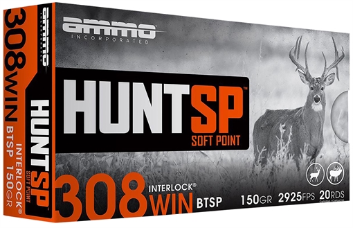 AMMO INC HUNTSP AMO 308 WIN 150GR INTERLOCK SP 20RD ( 10 BOX CASE) 308150SP-A20 308150SPA20