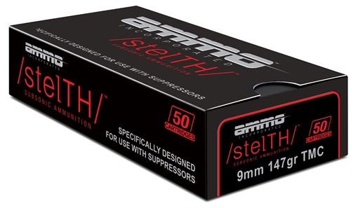 Ammo Inc stelTH Subsonic 9mm Luger Handgun Ammo - 147 Grain TMC 50rd Box 9147TMC-STL