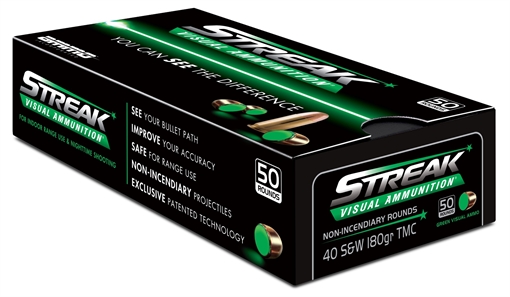 Ammo Inc STREAK Target .40 S&W Handgun Ammo - 180 Grain | TMC | Green | 1000rd Case 40180TMC-STRK-GRN-50