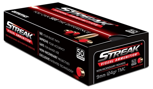 Ammo Inc STREAK Target 9mm Luger Handgun Ammo - 124 Grain TMC Red 50rd Box 9124TMC-STRK-RED-50