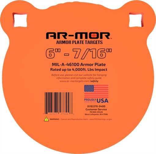 AR-MOR 6" MIL46100 STEEL GONG 7/16" THICK STEEL ORANGE ROUND 6TGTM437