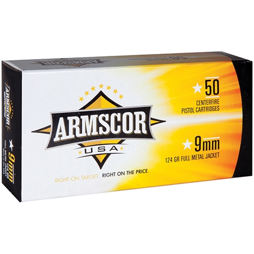 Armscor USA 9mmLuger 124gr Full Metal Jacket 50 Per Box/20 Case FAC94