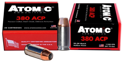 Atomic Ammunition Pistol Precision Craft 380ACP 90gr Hollow Point 20 Per Box/10 Case 00453