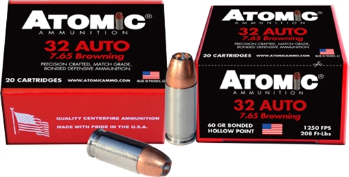 ATOMIC AMMUNITION 32 ACP +P 60GR JHP 20RD 10BX/CS 00484