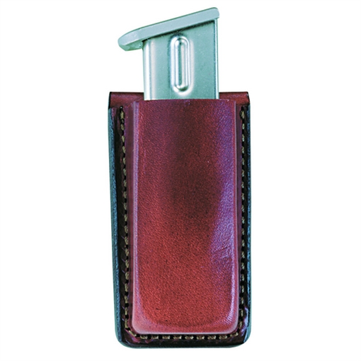 Bianchi Open Top Mag Pouch Single Tan Leather Belt Clip Compatible w/ 9mm/10mm/40/45 Belts 1.75" Wide 10734