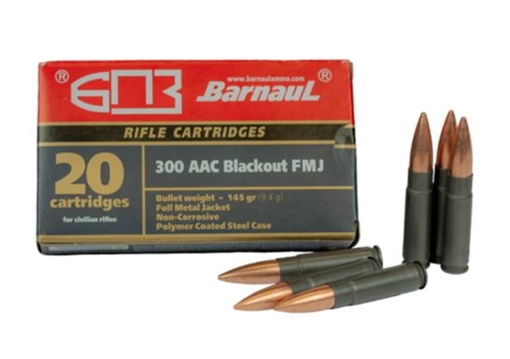 Barnaul Ammunition 300 AAC BLACKOUT 145GR FULL METAL JACKET 20/BOX BRN 300BLK FMJ145