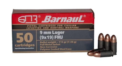 Barnaul Ammunition BRN9MMLUGERFMJ115-CASE