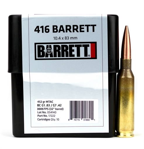 Barrett Firearms AMMO 416BAR 452GR MTAC 10RD 17222