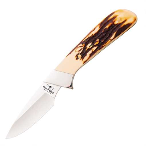 Bear & Son Stag Delrin Invincible Skinner Knife 2-3/4" Drop Point Blade Stag SD82