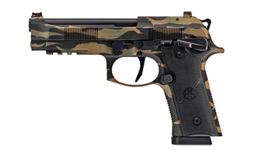 Beretta 92XI, Combat, Single Action Only, Semi-automatic, Full Size, 9MM, 4.7" Barrel, Ambidextrous Manual Safety, Cerakote Finish, Tiger Stripe Camo, 10 Rounds, 2 Magazines SPEC0729A10