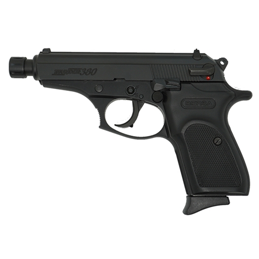 Bersa Thunder Plus, Double Action/Single Action, Semi-automatic, Metal Frame Pistol, 380ACP, 4.25" Threaded Barrel, Alloy, Matte Finish, Black, Polymer Grips, Fixed Sights, 15 Rounds, 1 Magazine T380PM15X