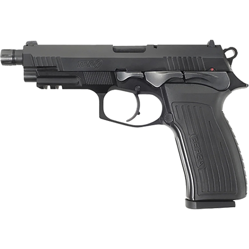 Bersa TPRX Full Size Frame 9mm Luger 17+1, 4.25" Black Steel Threaded Barrel, Matte Black Serrated Steel Slide & Aluminum Frame w/Picatinny Rail, Ambidextrous TPR9MX