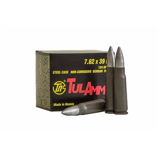 TULA AMMO RIFLE AMO 7.62X39 122GR GR FMJ STEEL CASE 20RD (50 BOX CASE 814950015010 UL076201