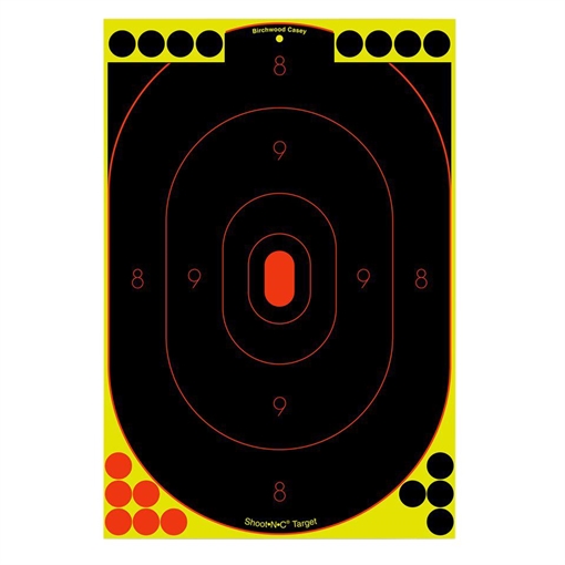 Birchwood Casey Shoot-N-C Reactive Target Self-Adhesive Paper Black/Yellow/Red 12"x18" Oval Silhouette 12 Pack 34617