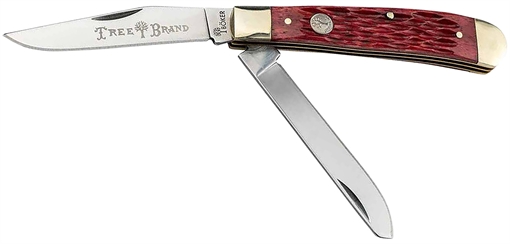Boker Trapper 2.0 Clip Point/Spey Plain D2 Steel Blade Red Jigged Bone Handle 110825