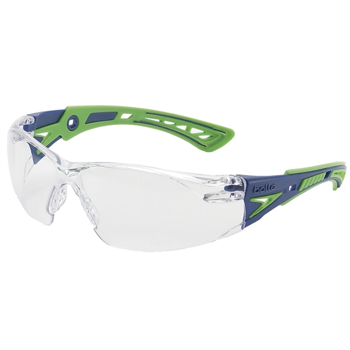 Bolle RUSH+ SAFETY SPECTACLES PC CLEAR PLATINUM PC TPR RIMLESS 40256