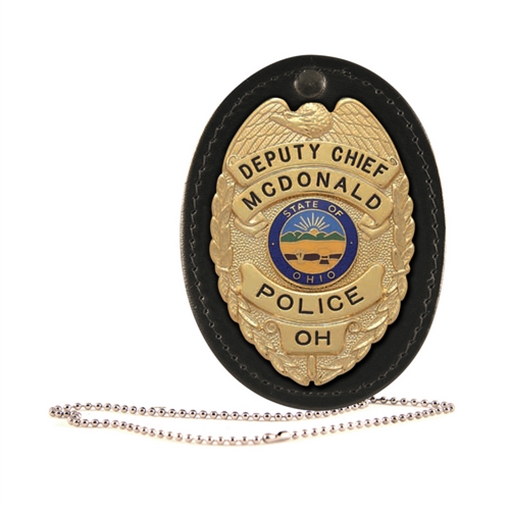 Boston Leather Oval Badge Holder, Hook And Loop Closure 5888CH-1