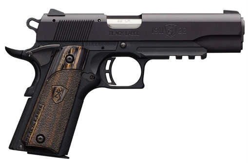 Browning 1911-22 Black Label Full Size Frame 22 LR 10+1, 4.25" Stainless Steel Barrel, Matte Black Serrated Slide & Polymer Frame w/Beavertail & Picatinny Rail 051816490
