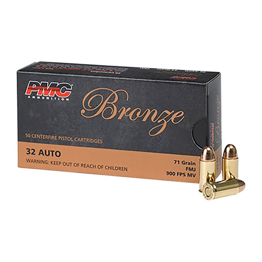 PMC Bronze .32 ACP Handgun Ammo - 71 Grain FMJ 1000rd Case 32A