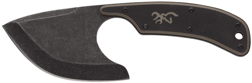 Browning Cutoff 2.50" Fixed Skinner Plain Black Black Oxide Stonewashed 9Cr14MoV SS Blade, Black/Tan G10 Handle 3220323