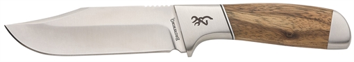Browning Sage Creek Large 4.50" Fixed Clip Point Plain Satin 9Cr14MoV SS Blade, Brown Zebra Wood Handle 3220537