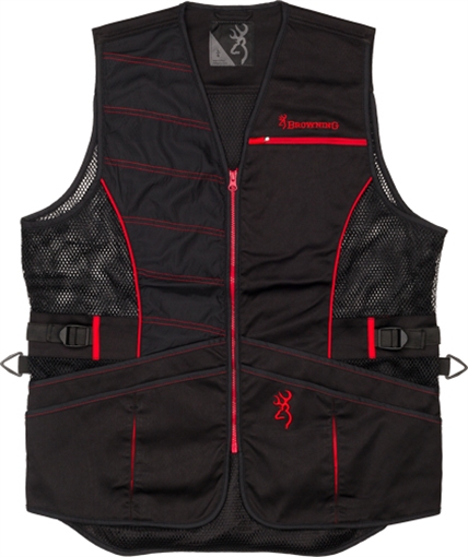 BROWNING ACE SHOOTING VEST R-HAND 2XL BLACK/RED TRIM 3050457105