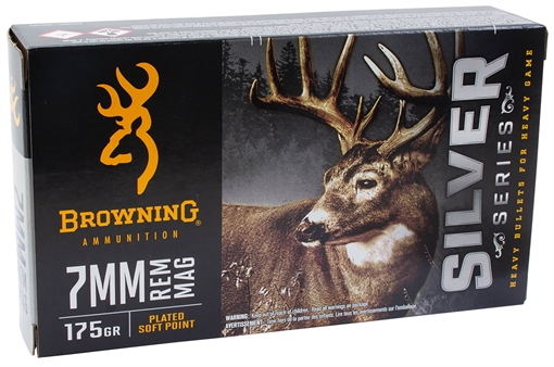 Browning Ammo Silver 7mmRem Mag 175gr Plated Soft Point 20 Per Box/10 Case B192600071