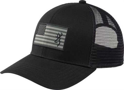 BROWNING CAP GLORY MESH SNAP BACK AMER FLAG PATCH BLK OSFM 308396991
