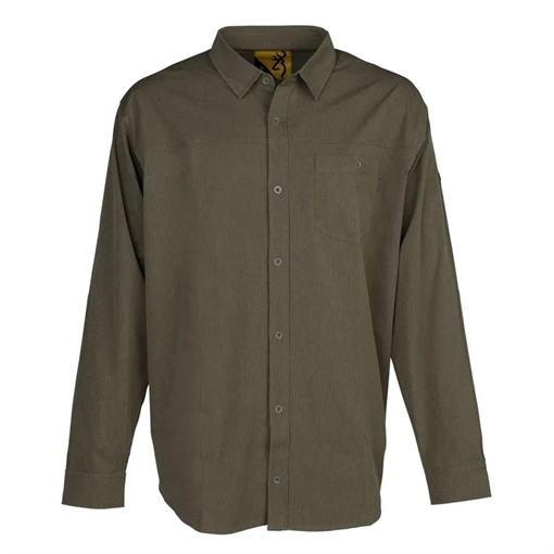 Browning Lightweight Button Down Long Sleeve Shirt Green S 3012726401