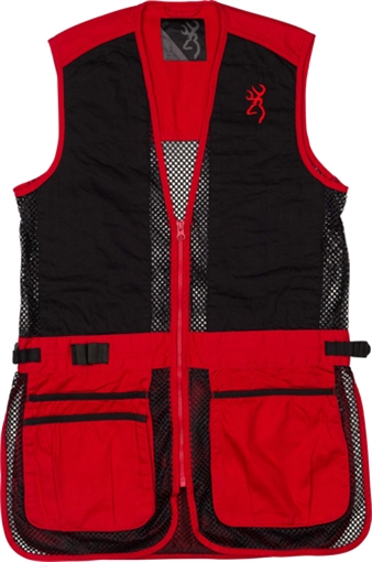 BROWNING MESH SHOOTING VEST R-HAND YOUTH'S LG BLACK/RED 3050547103