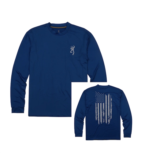 BROWNING SHT,SUN,LS,NAVY/FLAG,L 3011789503