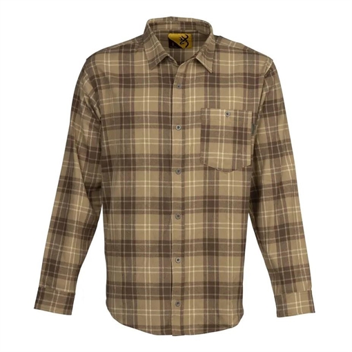 Browning Upland Flannel Long Sleeve Shirt Tan S 3012734801