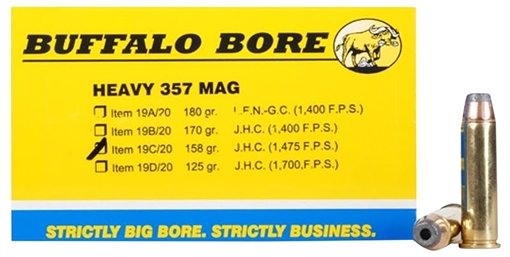 Buffalo Bore Ammunition Heavy Strictly Business 357Mag 158gr Jacket Hollow Point 20 Per Box/12 Case 19C20
