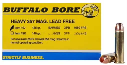 Buffalo Bore Ammunition Buffalo-Barnes Strictly Business 357Mag 125gr Barnes VOR-TX XPB Lead Free 20 Per Box/12 Case 19J20