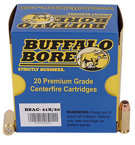 Buffalo Bore Ammunition Heavy Strictly Business 10mmAuto 180gr Jacket Hollow Point 20 Per Box/12 Case 21B20