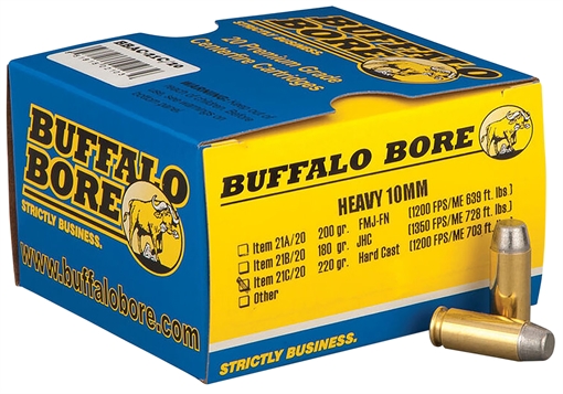Buffalo Bore Ammunition Outdoorsman Strictly Business 10mmAuto 220gr Hard Cast Flat Nose 20 Per Box/12 Case 21C20