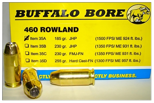 Buffalo Bore Ammunition Personal Defense Strictly Business 460Rowland 185gr Jacket Hollow Point 20 Per Box/12 Case 35A20