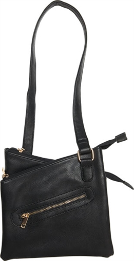 Bulldog Cross Body Purse w/Holster Black Leather for Small Autos & Revolvers Ambidextrous Hand BDP-030